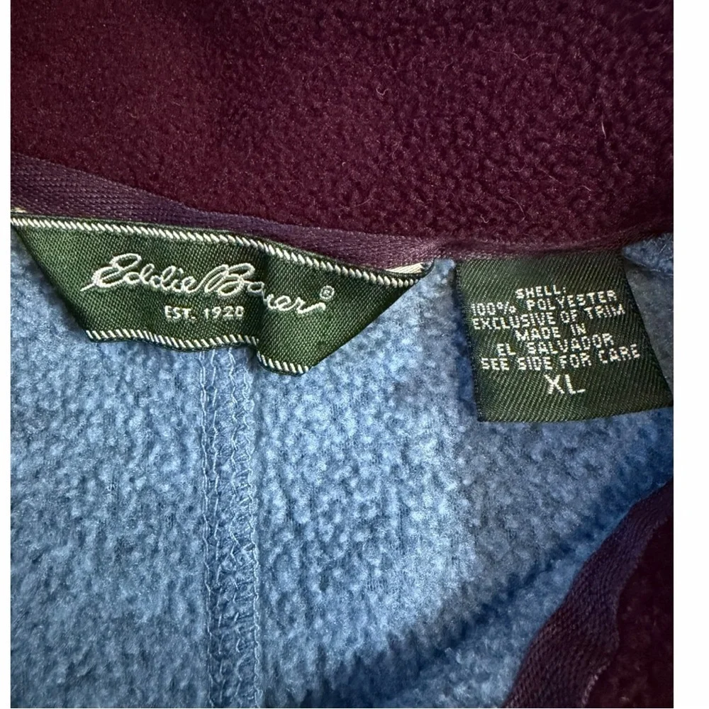 Eddie Bauer Vintage Style Zip Front Fleece Jacket Blue | Cozy Outdoor Core XL - Picture 6 of 7